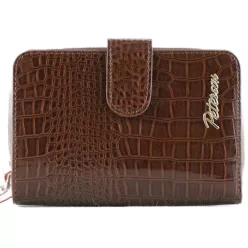   Peterson kígyómintás női lakk pénztárca felirattal, bőr, barna