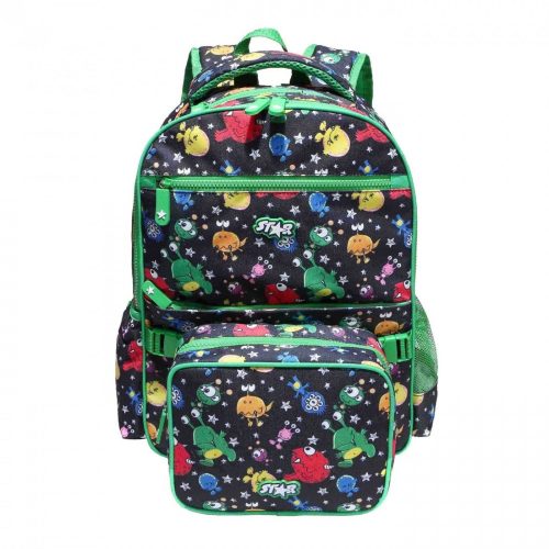 Gyerekhátizsák alien, poliészter, fekete