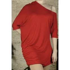 Női ruha, félvállas, piros