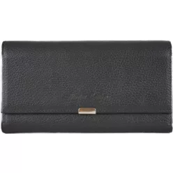   Absolut Leather 7 zsebes női bőr pénztárca, pincérpénztárca, bőr, fekete