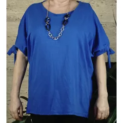 Női nagyméretű felső bő fazonnal, kék