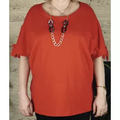 Női nagyméretű felső bő fazonnal, piros