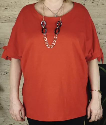 Női nagyméretű felső bő fazonnal, piros