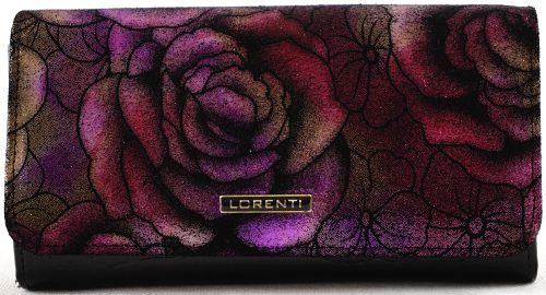 Lorenti női pénztárca színes virágokkal, bőr