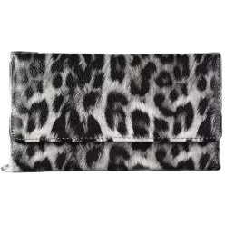 Női pénztárca állatmintával, műbőr, fekete