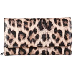 Női pénztárca állatmintával, műbőr, világosbarna