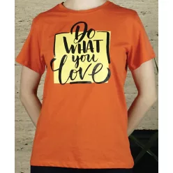 Női póló felirattal, narancssárga