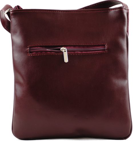VIA55 női keresztpántos táska díszcipzárral, rostbőr, burgundivörös