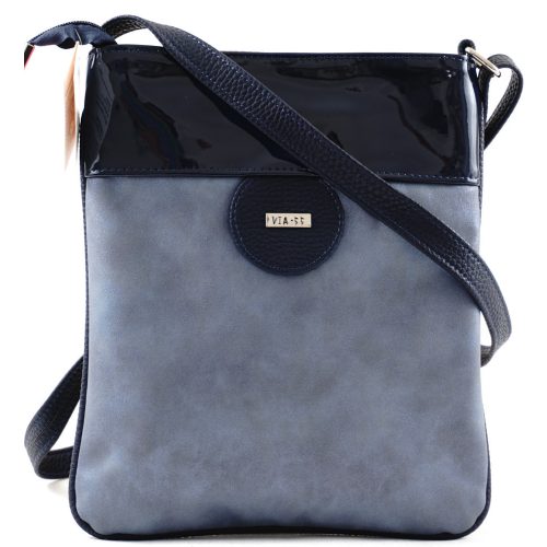 VIA55 női keresztpántos táska kör mintával, rostbőr, kék