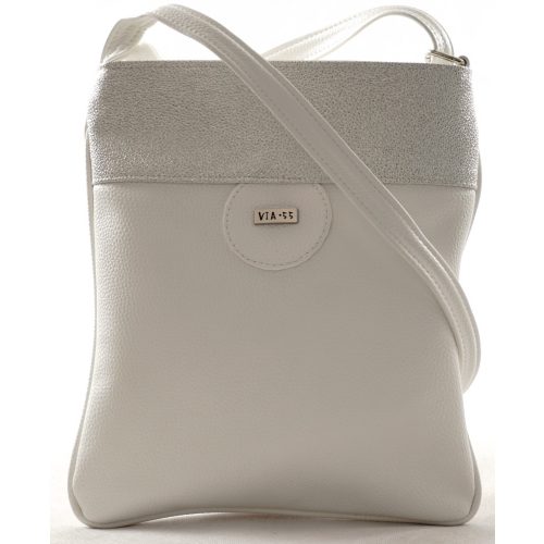 VIA55 női keresztpántos táska kör mintával, rostbőr, fehér
