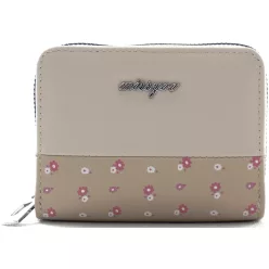  Női pénztárca, "missyou", virágokkal, műbőr, bézs