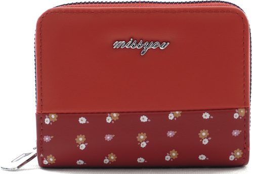 Női pénztárca, "missyou", virágokkal, műbőr, piros