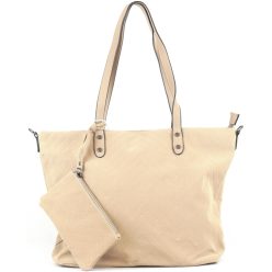   Női shopper válltáska lyuggatott V mintával, poliészter, szürke