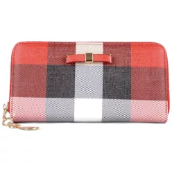Masnis női pénztárca kockás mintával, műbőr, piros