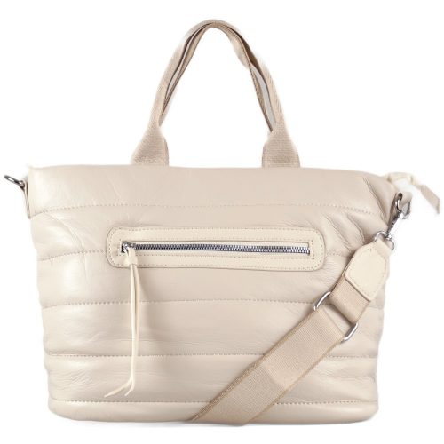 Női kézitáska pufidzseki anyagból, műbőr, bézs