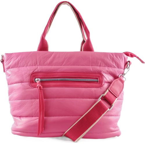 Női kézitáska pufidzseki anyagból, műbőr, pink