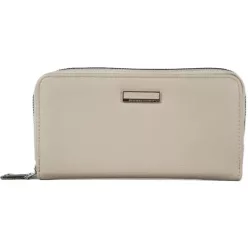 Duplarekeszes női pénztárca felirattal, műbőr, bézs