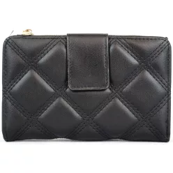 Női pénztárca steppent mintával, műbőr, fekete
