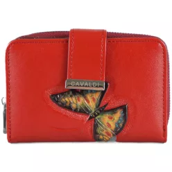 Cavaldi női pillangó csatos pénztárca, bőr, piros
