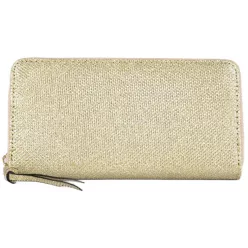 Csillogós női pénztárca, műbőr, arany