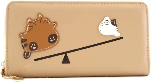 Cicás női pénztárca libikókás, műbőr, khaki