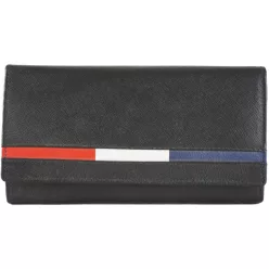 Loren sávokban színes pénztárca, bőr, fekete