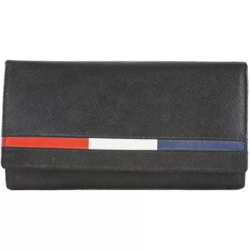 Loren sávokban színes pénztárca, bőr, fekete