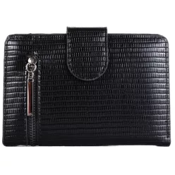 Női pénztárca kívül cipzárral, műbőr, fekete