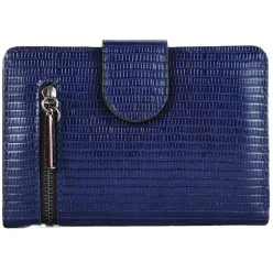 Női pénztárca kívül cipzárral, műbőr, kék