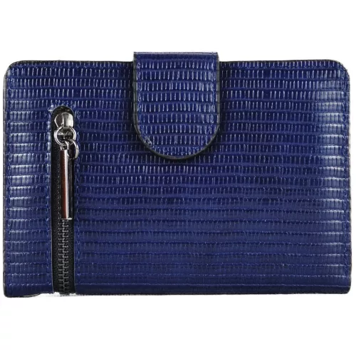 Női pénztárca kívül cipzárral, műbőr, kék