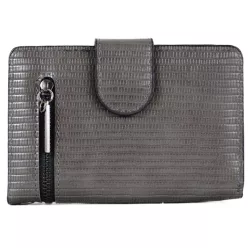 Női pénztárca kívül cipzárral, műbőr, szürke