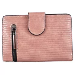 Női pénztárca kívül cipzárral, műbőr, rózsaszín