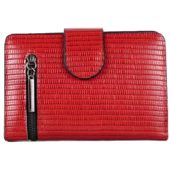 Női pénztárca kívül cipzárral, műbőr, piros