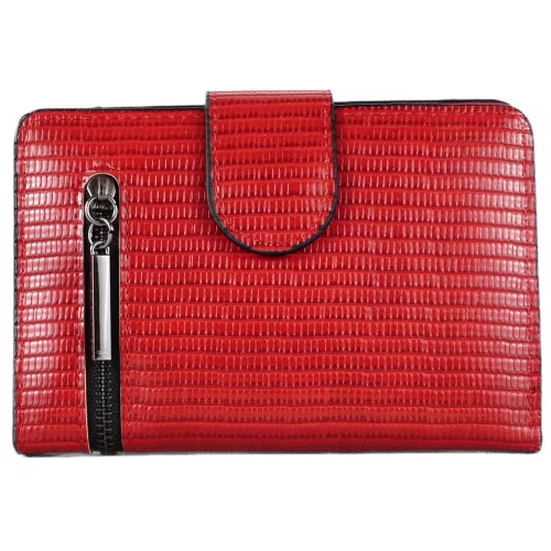 Női pénztárca kívül cipzárral, műbőr, piros