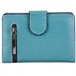 Női pénztárca kívül cipzárral, műbőr, türkiz