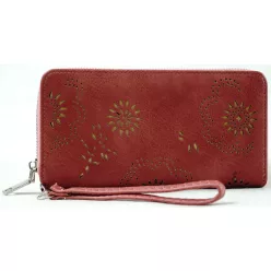  Női pénztárca lézervágott mintával, műbőr, rózsaszín