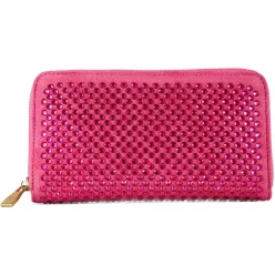 Női pénztárca kövekkel, műbőr, fukszia