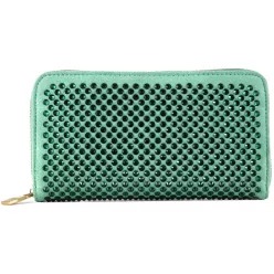 Női pénztárca kövekkel, műbőr, zöld
