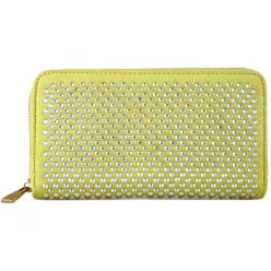 Női pénztárca kövekkel, műbőr, sárga