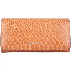 Állatmintás feliratos női pénztárca, műbőr, barna