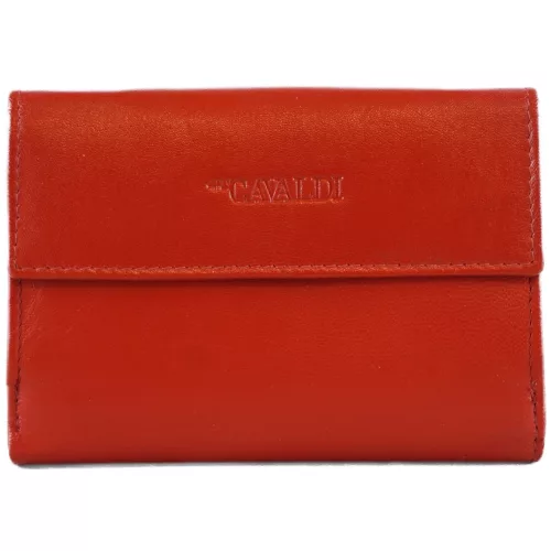 Cavaldi kis női fedeles pénztárca, bőr, piros