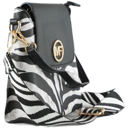 Állatmintás merev válltáska, műbőr, zebra