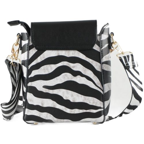 Állatmintás merev válltáska, műbőr, zebra
