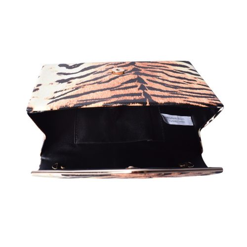 Női partitáska szőrmemintával, műbőr, barna