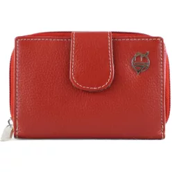 Roviczky női pénztárca áthajtós fedéllel, bőr, piros