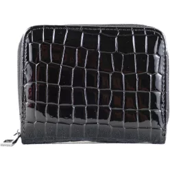   Kisméretű női pénztárca kígyómintával, műbőr, fekete