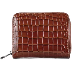   Kisméretű női pénztárca kígyómintával, műbőr, sötétbarna