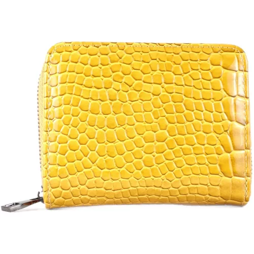 Kisméretű női pénztárca kígyómintával, műbőr, sárga