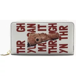   Női macis pénztárca felirattal, poliészter, fehér, "through"