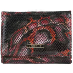 Lorenti 3 rekeszes női pénztárca necc, bőr, piros